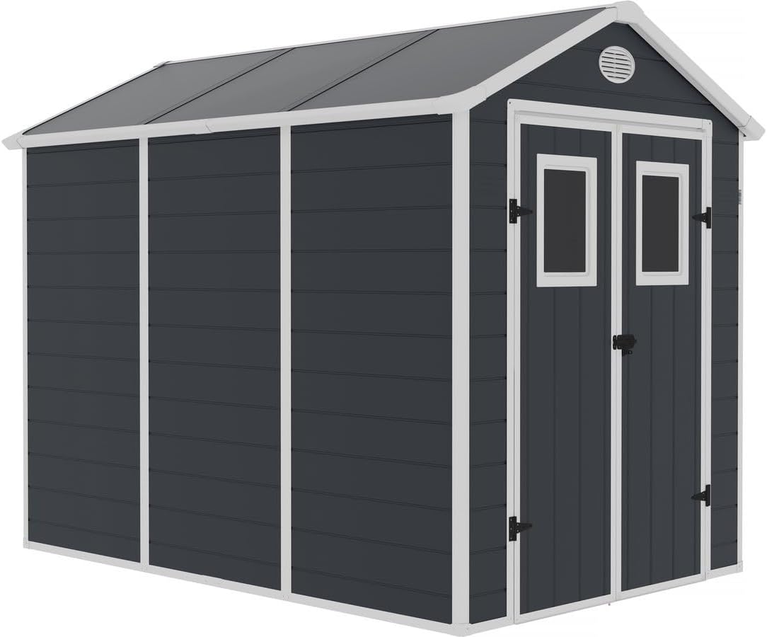 karaca-alisveris - Abri de Jardin Résine Texas 5.23 m² Anthracite - Ancrages Intérieurs - Antirouille/Anti-UV