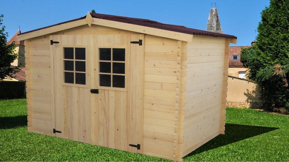 Abri Madrier Bois Massif avec Grande Façade 300cm, 20mm