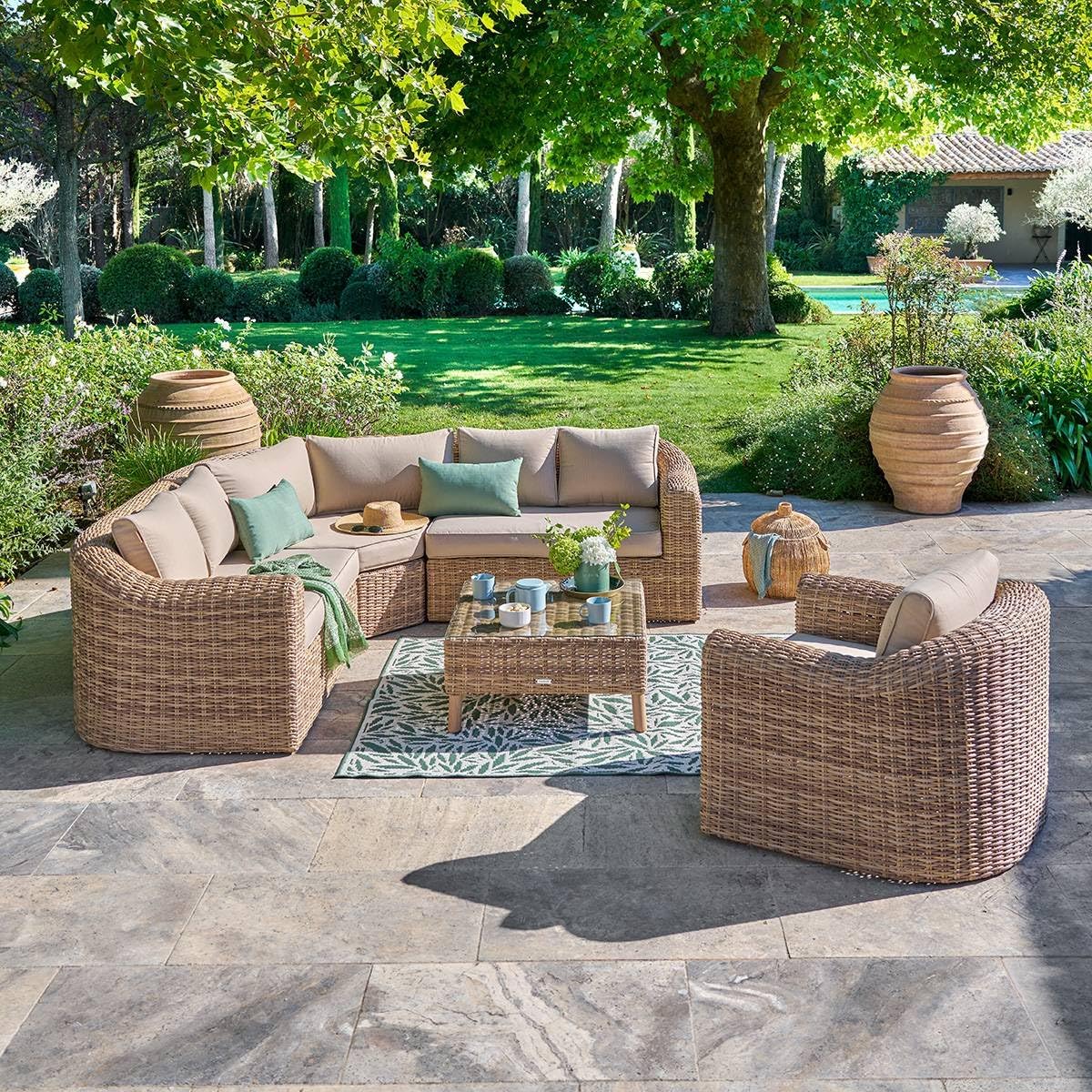 karaca-alisveris - Mooréa Savana salon d'angle 5 places - aluminium époxy rustproof - extérieur terrasse