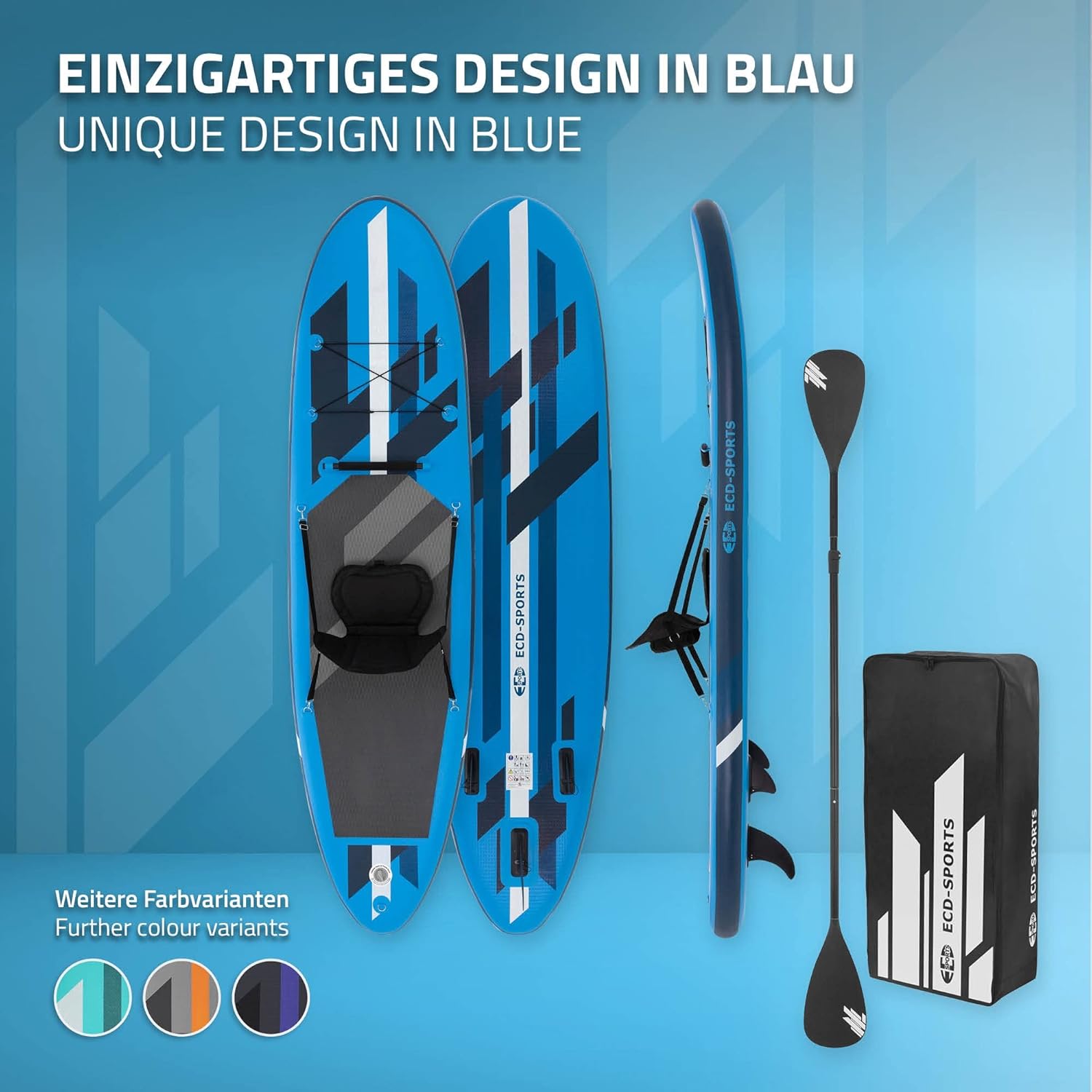karaca-alisveris Stand Up Surf Paddle Board Gonflable 305/308/320/380 cm | PVC | jusqu'à 120/150 kg | Épaisseur 10/15 cm | Planche de Surf Pagaie Sac de Transport Pompe à Air | Diverses Couleurs Modèles
