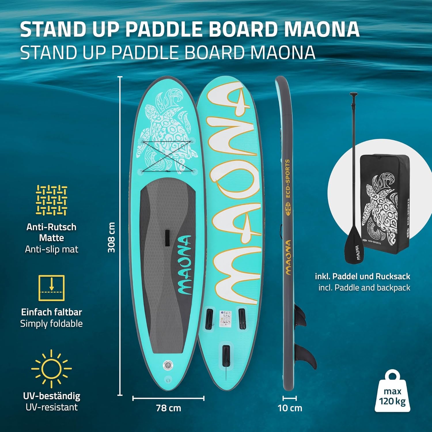 karaca-alisveris - Stand Up Paddle Gonflable - 305/308/320/380 cm - PVC 120/150 kg 10/15 cm