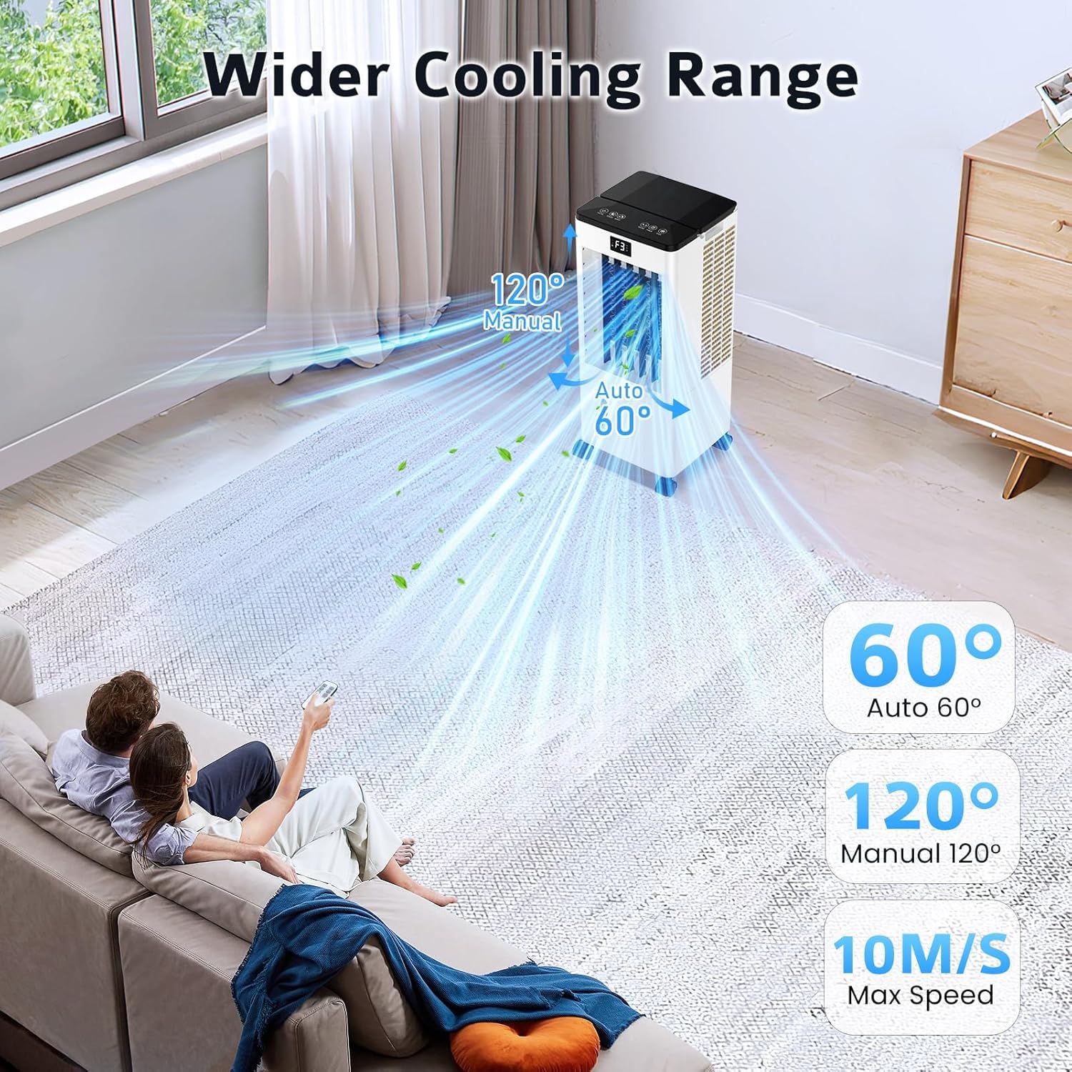 Climatiseur mobile - 8L, silencieux, 12h minuterie, 3 vitesses, 3 modes