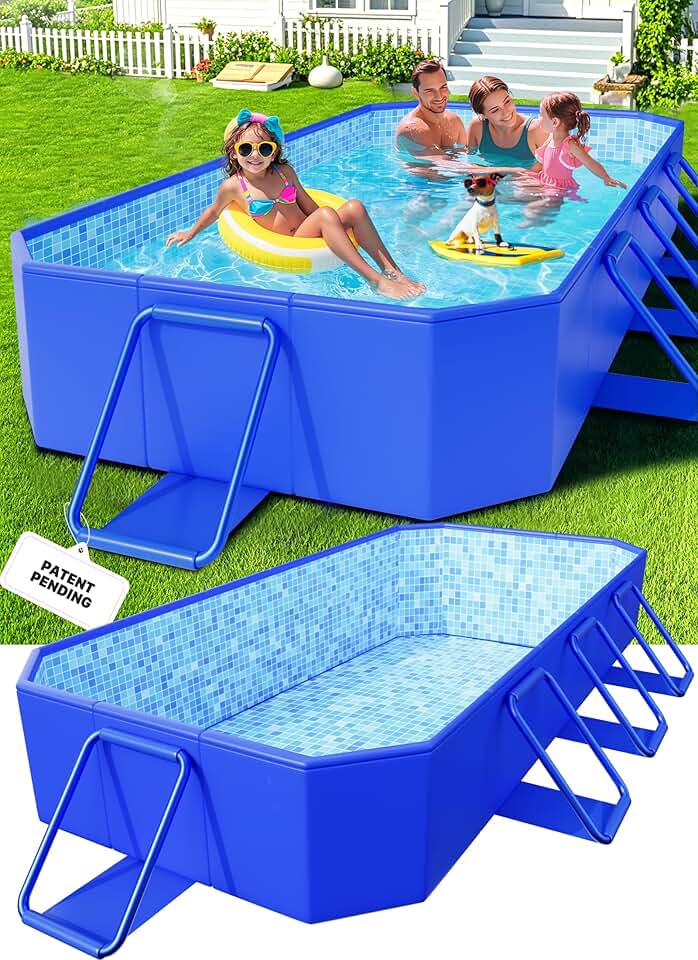 karaca-alisveris - Piscine Tubulaire Metal Frame - 229x127x51 cm - rectangulaire, surdimensionnée, pliable, facile à ranger