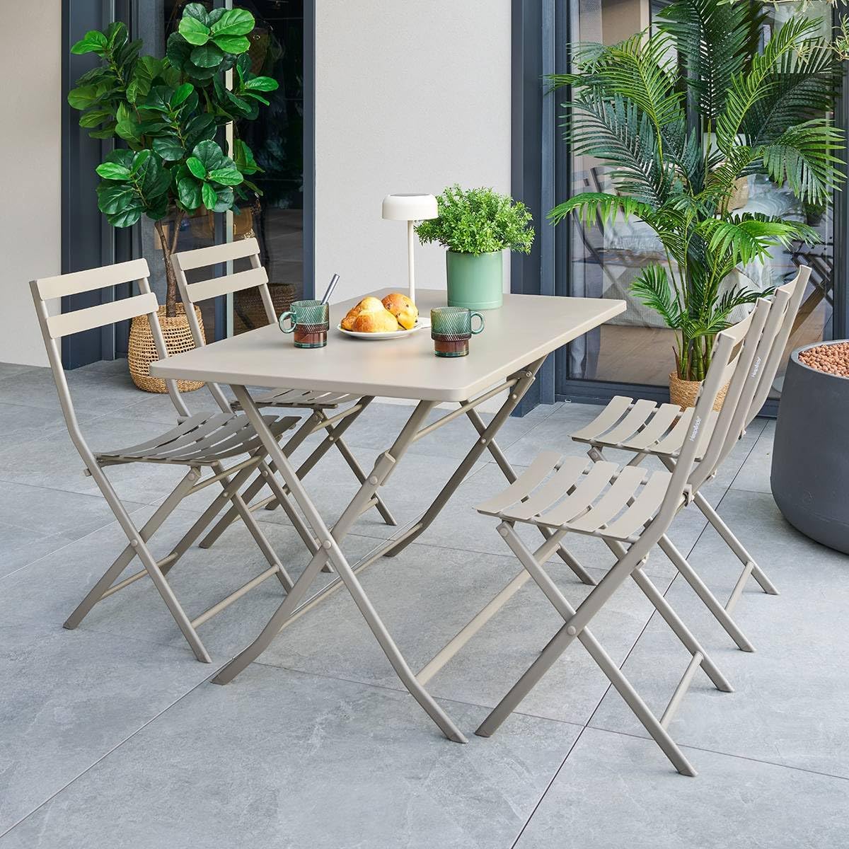 karaca-alisveris - Greensboro - 4 places - Table pliante rectangle acier antirouille