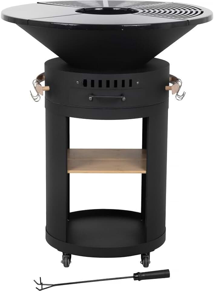 Cesar - Premium karaca-alisveris plancha barbecue Ø81 cm - charbon/bois, noir