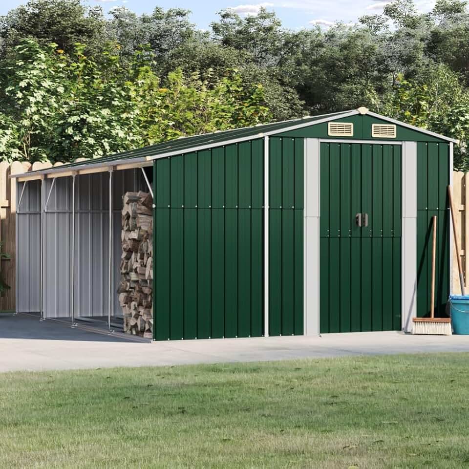 Abri de Jardin en Acier galvanisé, Salles de Stockage de Jardin Extérieures avec Bouches D'aération et Poignées Pratiques pour Ranger Les Outils, Les Ustensile de (277 x 365,5 x 179 cm)