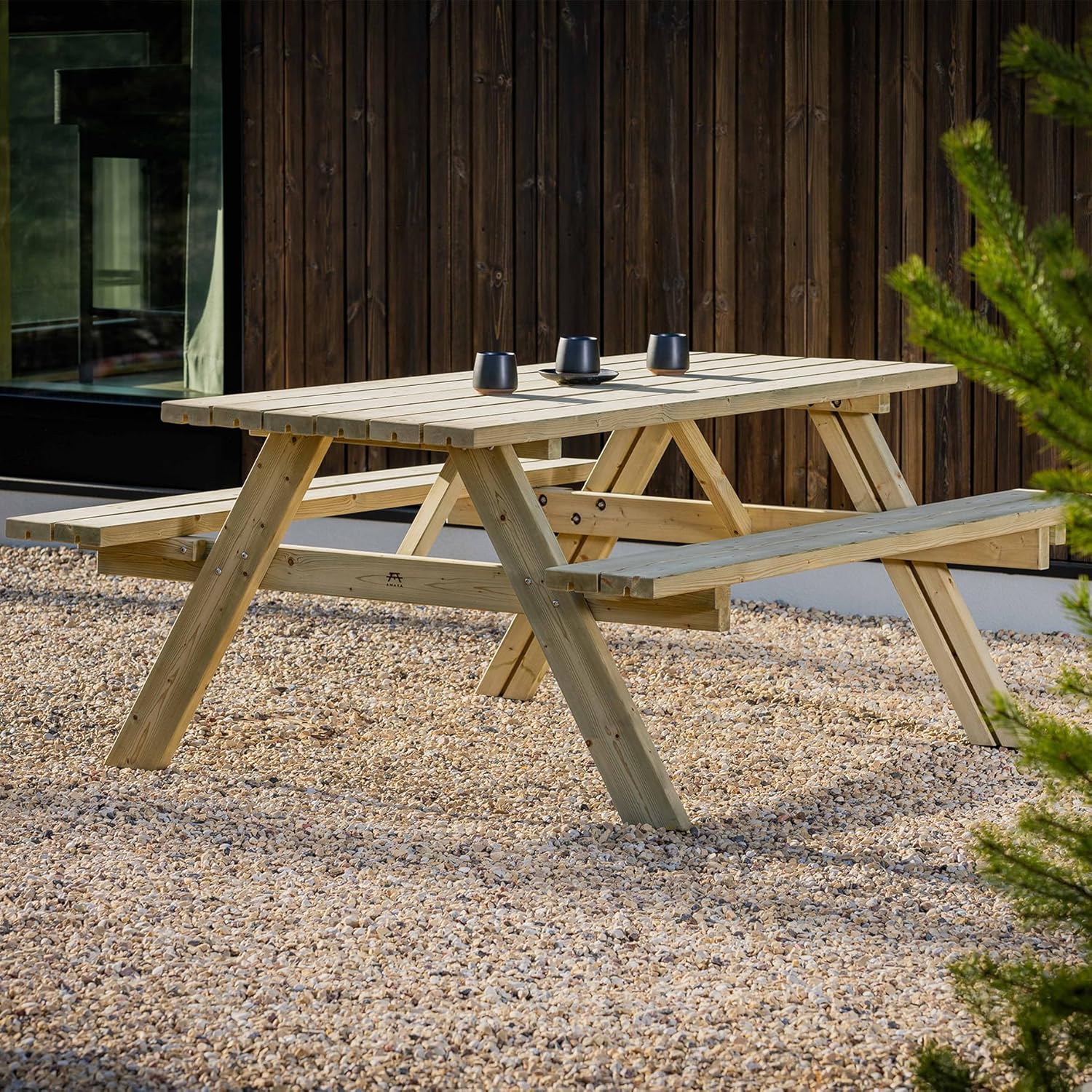 Table de Pique-Nique - Collection UNGURS - Résistante aux intempéries - Sièges pliants, idéale jardin_extérieur - karaca-alisveris-