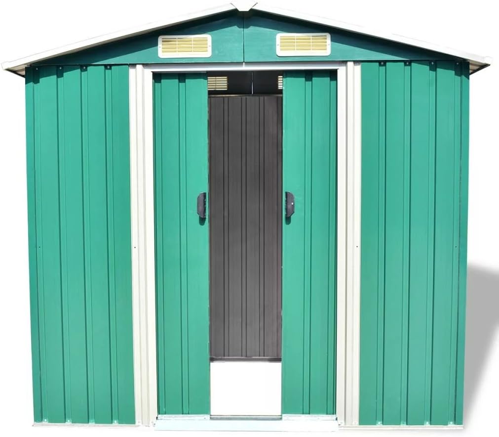 Abri de jardin, Abri d'extérieur, coffre extérieur jardin, abri de jardin, abris pour extérieur, métal 204 x 132 x 186 cm Vert