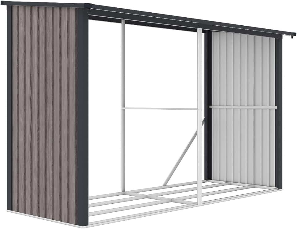 karaca-alisveris - Abri bûches métal en acier galvanisé effet bois 5,78 m3-7 stéres - L302 x P119 x H190cm - VARWOOD