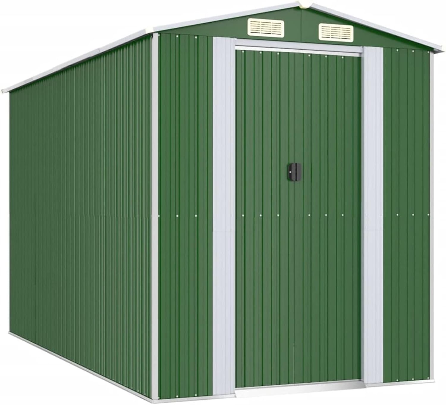 Abri de jardin - acier galvanisé vert, 192x357x223 cm, extérieur renforcé