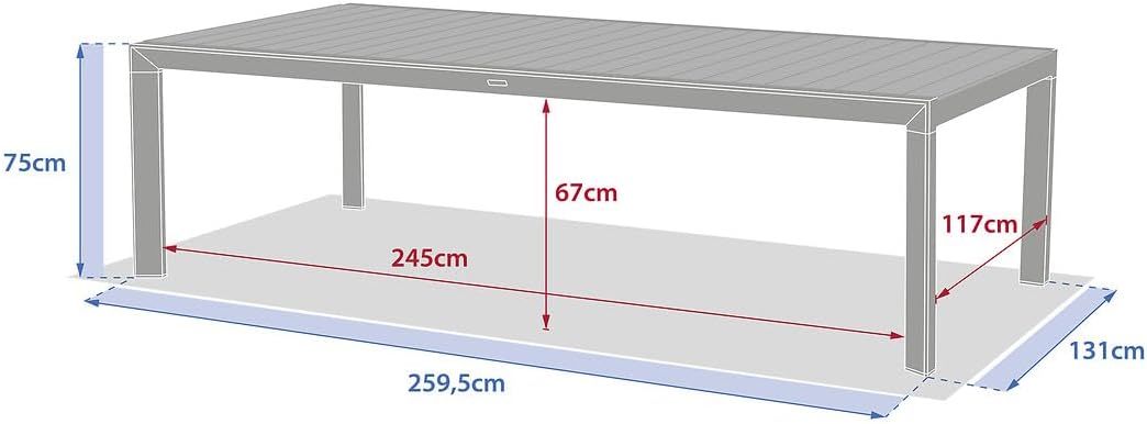 karaca-alisveris - Evasion - table de jardin 12 places aluminium effet bois