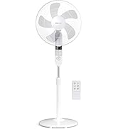 karaca-alisveris Ventilateur sur Pied Ø 40 cm Puissant 55W, 3 Vitesses, 4 Modes, Hauteur Réglable & Têt...