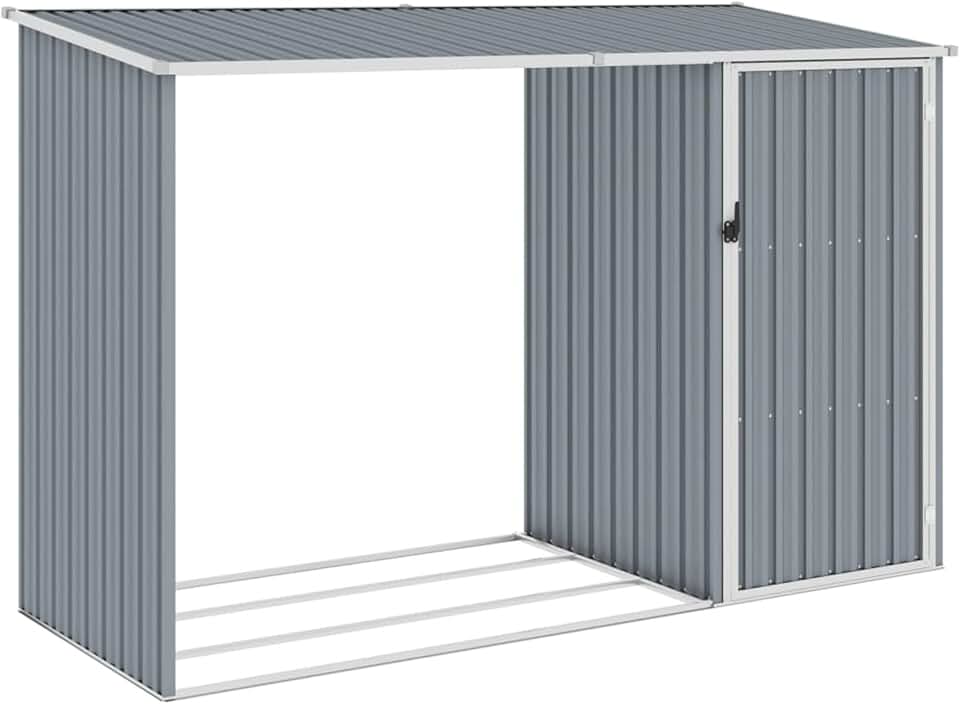 karaca-alisveris - Abri de jardin 2 en 1 - étagère métal/gris - rangement bûches