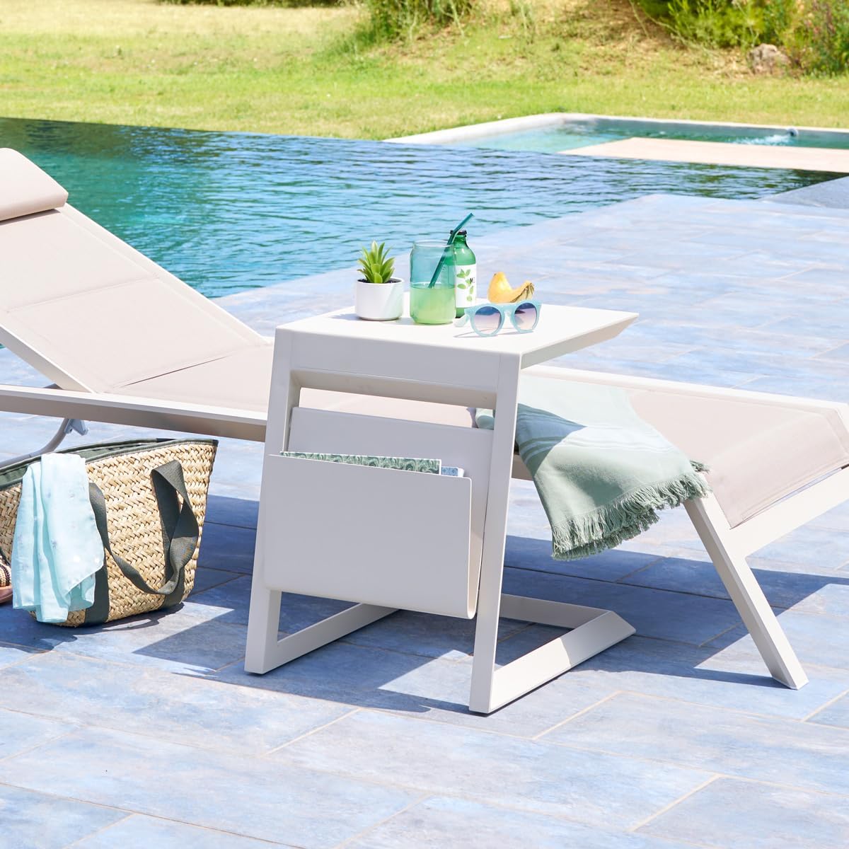 karaca-alisveris - Allure table de jardin carrée 55x45x55cm aluminium argile