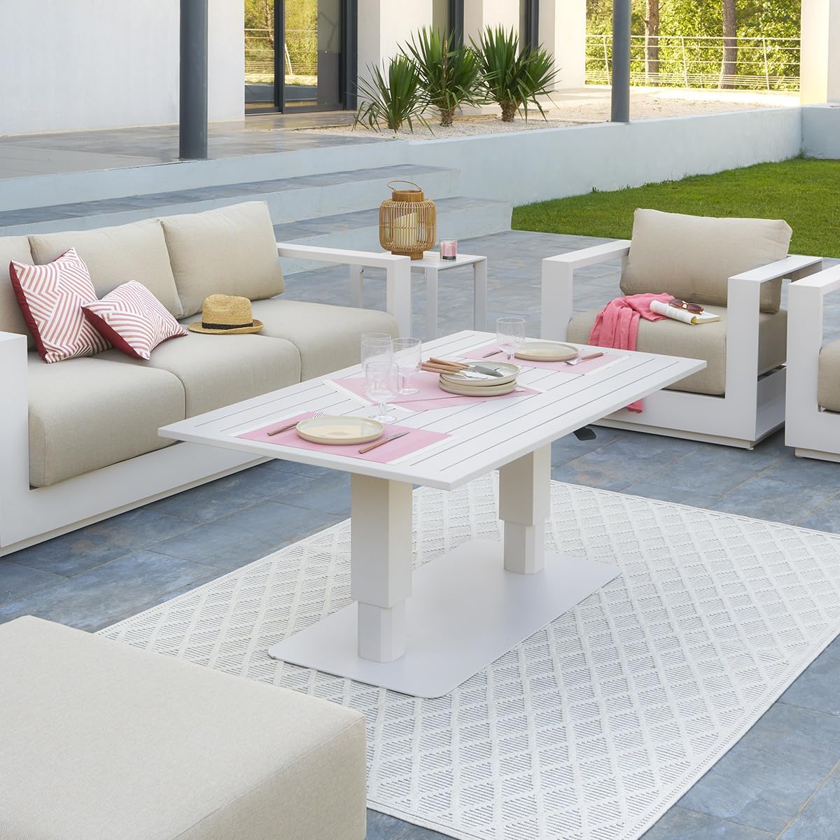 karaca-alisveris - Salimia - 150x80 cm - table jardin relevable, alu, 6-8 pers