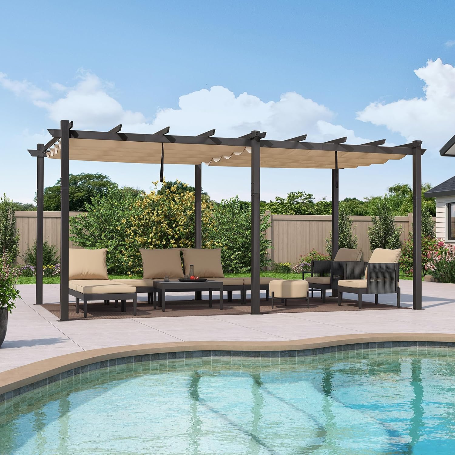 karaca-alisveris - Pergola aluminium 5,5x3m toit coulissant extérieur