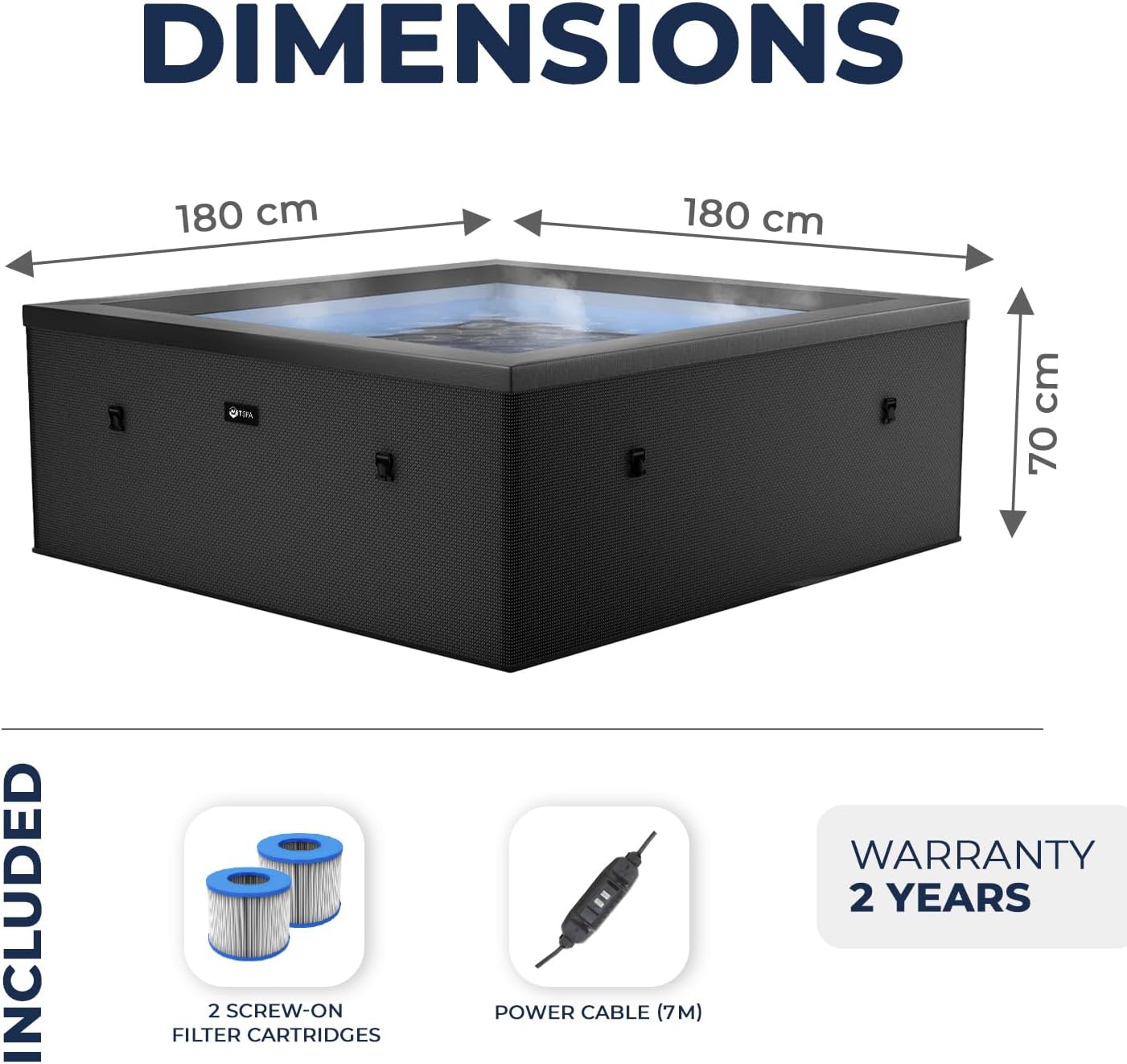 Netspa - Celestia série - 180x70cm - spa 6 places, mousse, 1100L, chauffage intégré, couverture éco