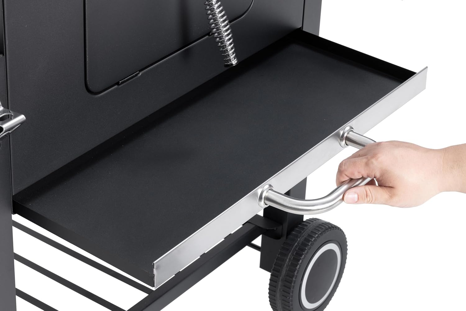 karaca-alisveris - Memphis - acier, grille, tablette pliable, roulettes, thermomètre, bac à cendres