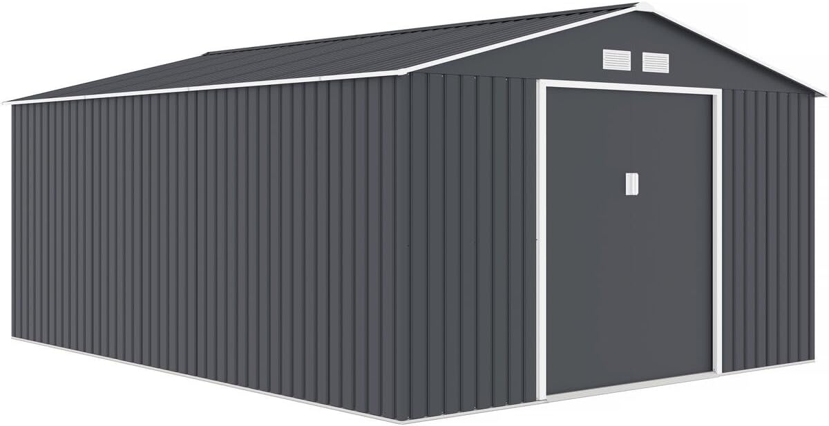 Abri de jardin métal Vegas - 15 m² - structure acier, coloris gris