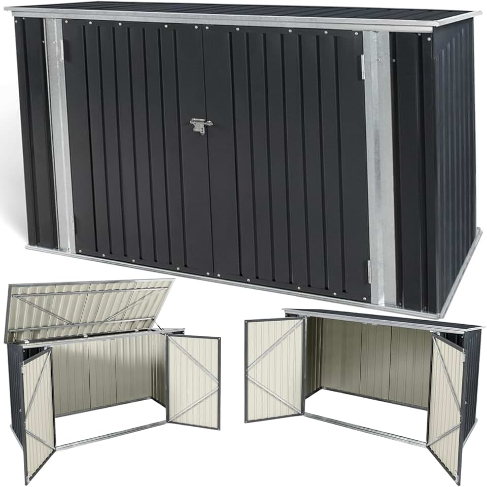 karaca-alisveris - Abri de jardin métal 210x105x130cm - toit ouvrant, double porte, rangement vélos