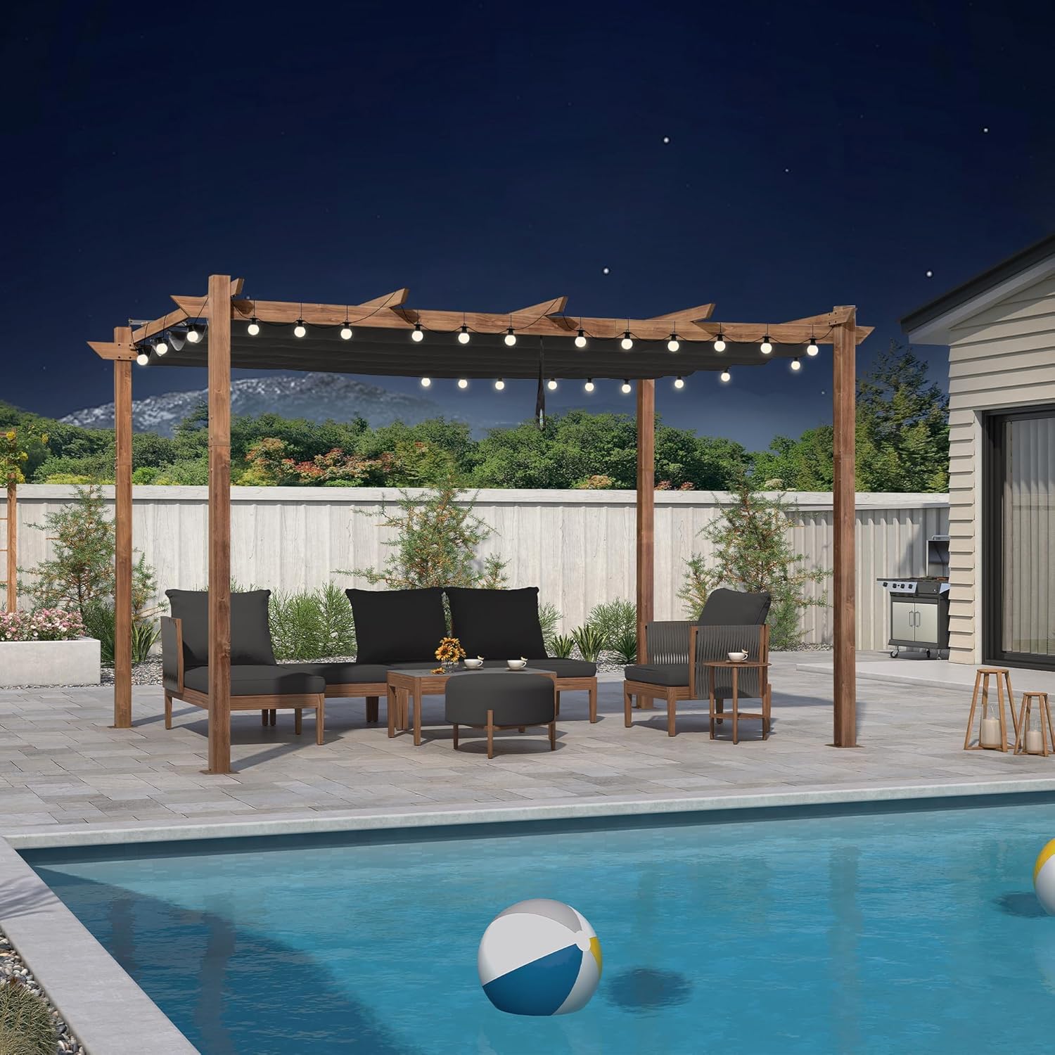 karaca-alisveris - Pergola aluminium - 4x3m - éclairage intégré, toit rétractable