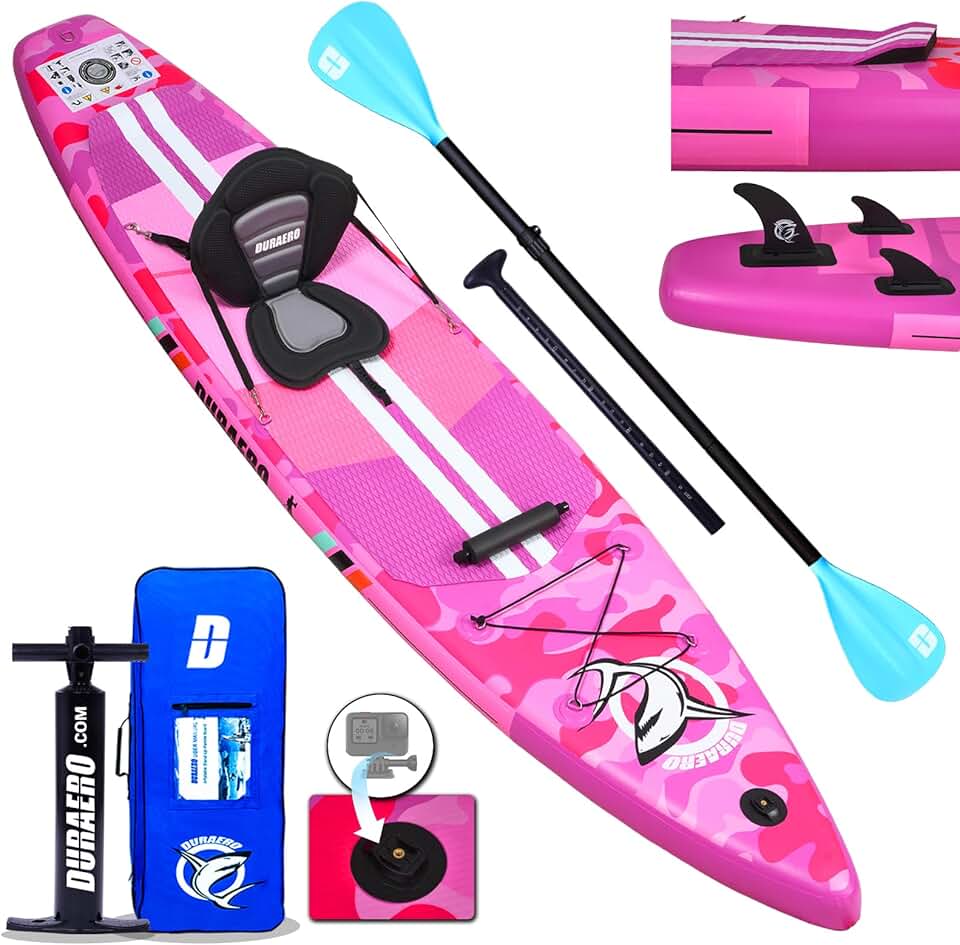 Stand up Paddle gonflable - siège kayak - 330x76x15cm, 150kg, accessoires, Pink