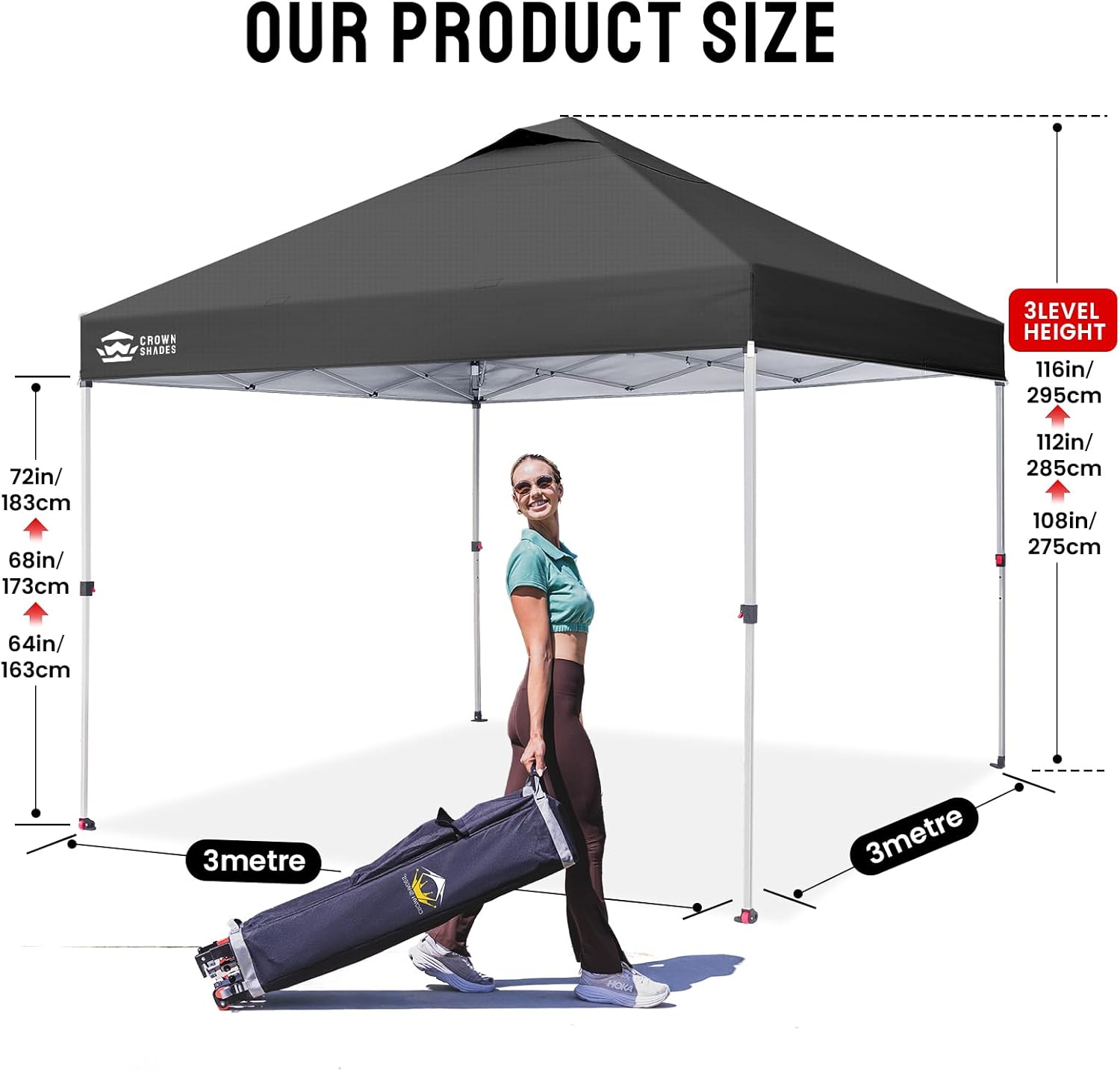 karaca-alisveris - pop-up gazebo - 3x3m - imperméable, UPF 50+, sacs de sable