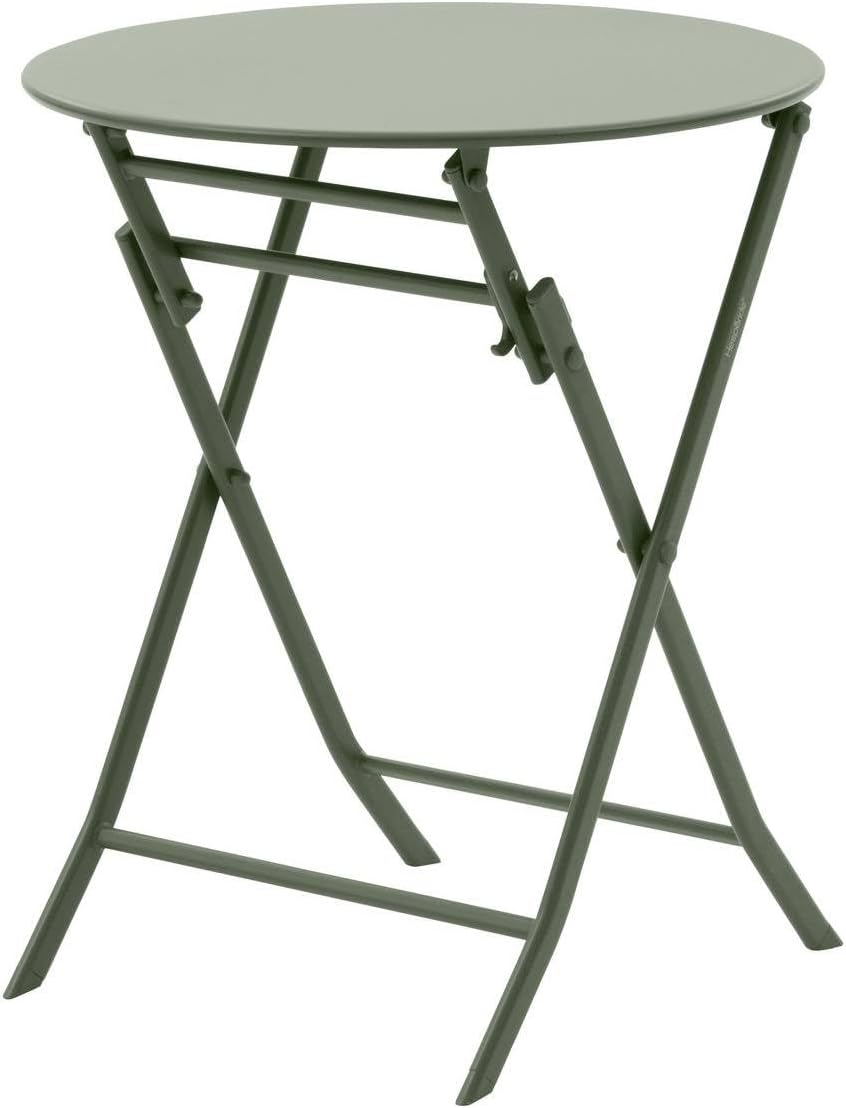 karaca-alisveris - Greensboro ronde 2 places - acier vert laurier renforcé - table de jardin pliante