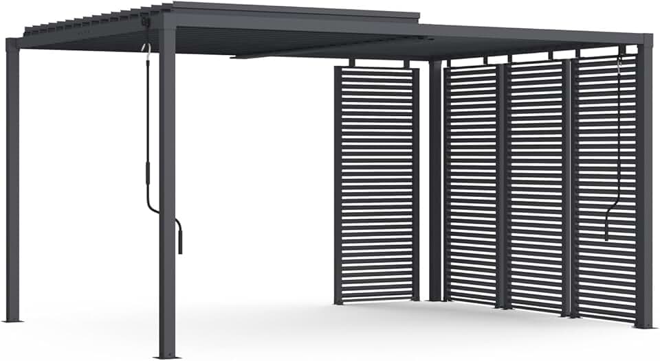 karaca-alisveris - Pergola bioclimatique acier 3x4m lames orientables gris