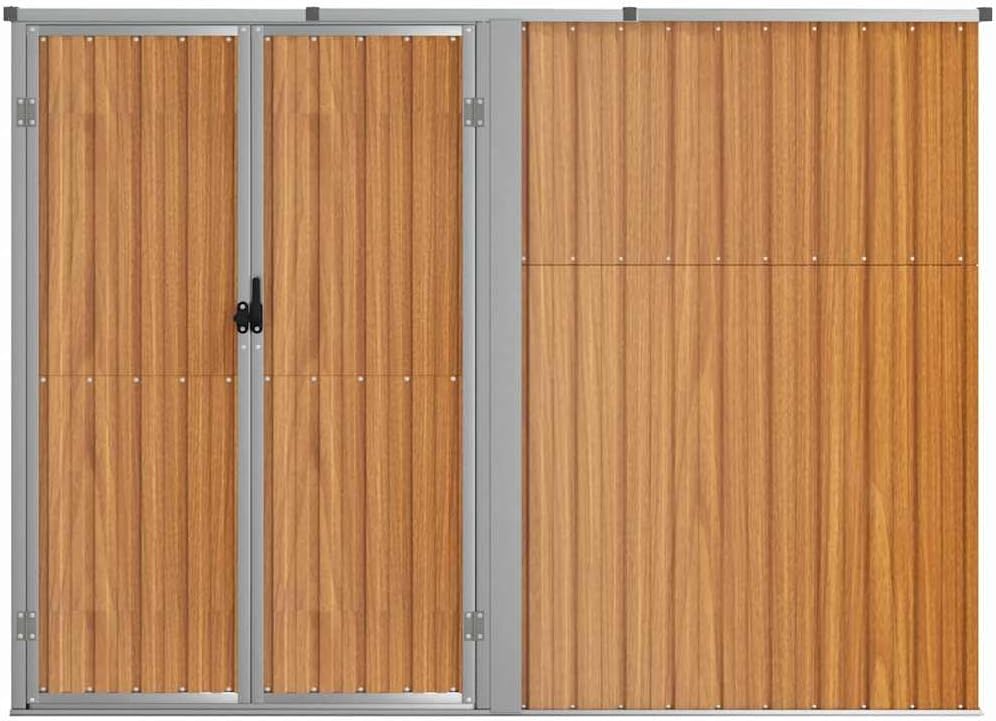 Abri de jardin marron 225x89x161 cm acier galvanisé robuste 36.62KG