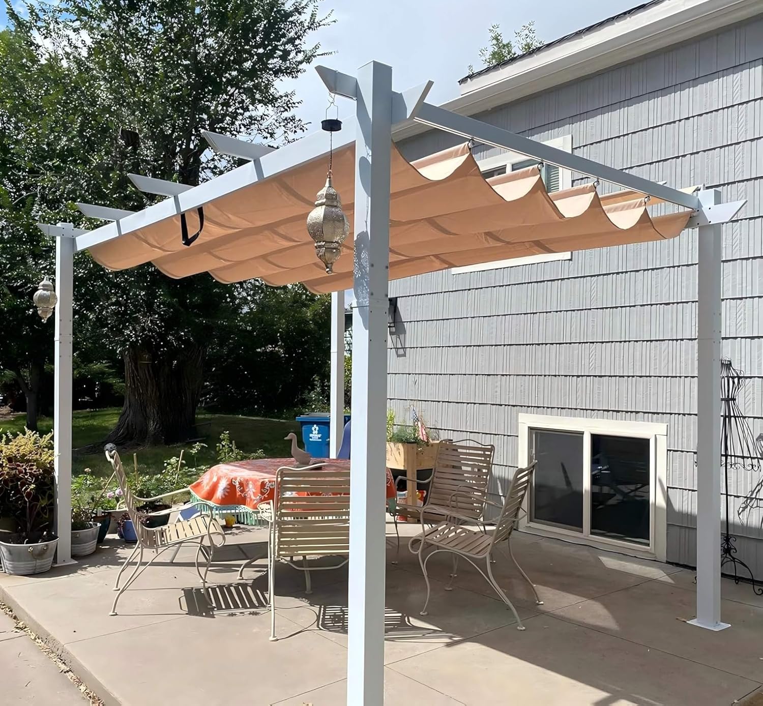 karaca-alisveris - Pergola aluminium - 4x3m - éclairage intégré, toit kaki