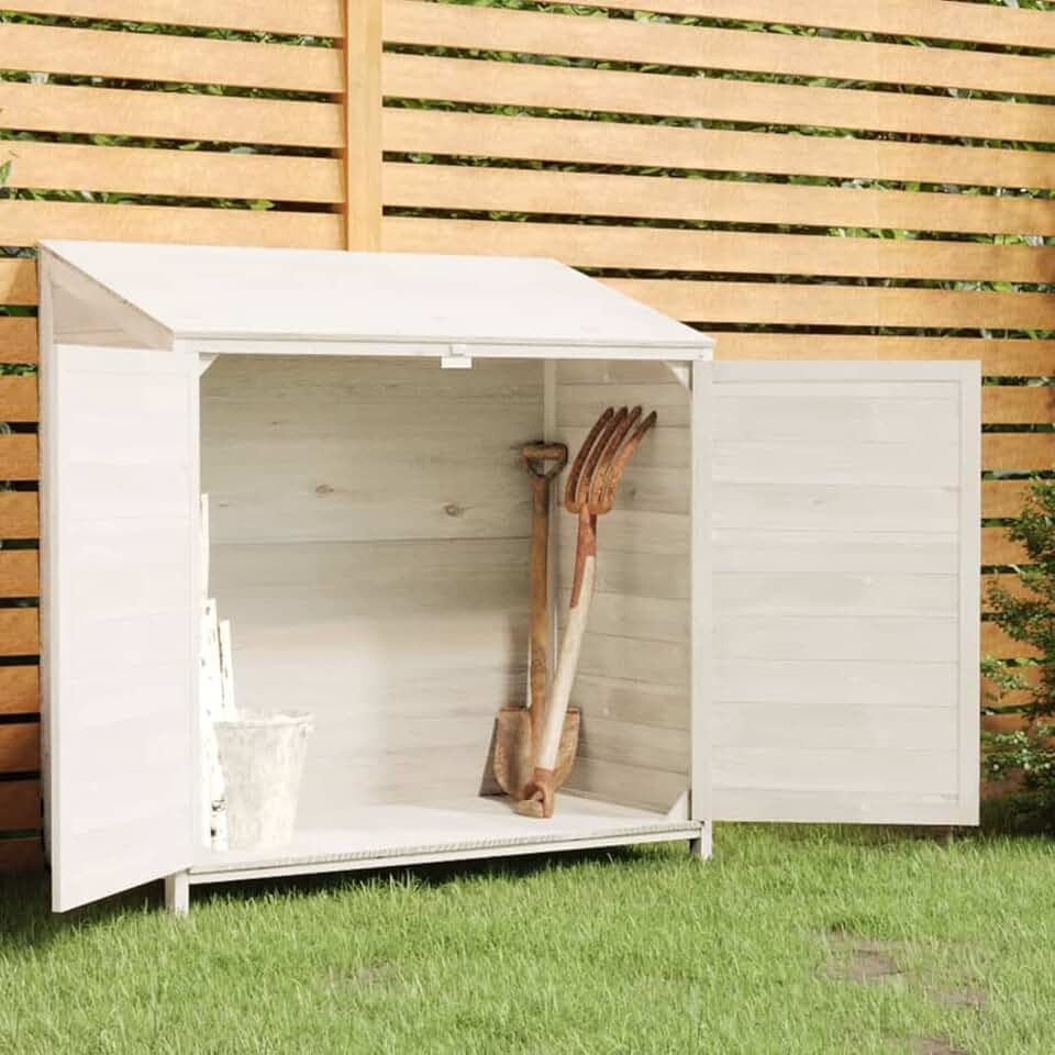 karaca-alisveris Abri de jardin, abris pour parcelles, abris de jardin, abri de jardin extérieur, maisons préfabriquées, bois d'épicéa massif blanc, 102 x 52 x 112 cm