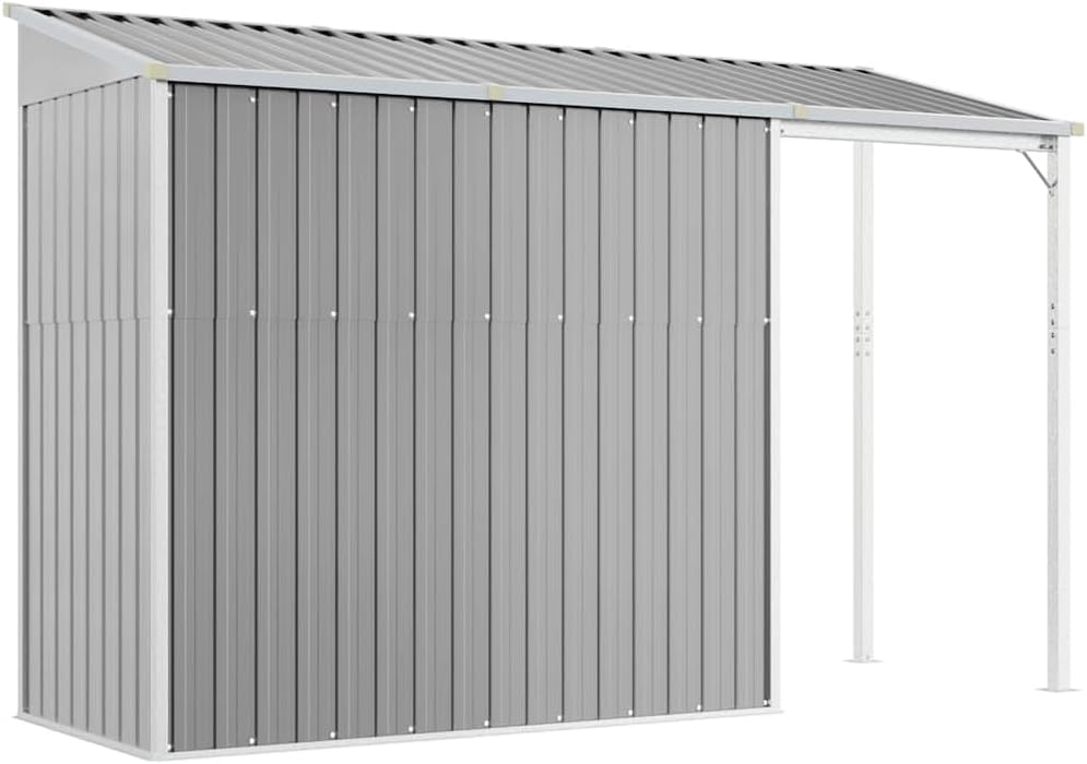 karaca-alisveris Abri de Jardin avec Toit prolongé Gris Clair 277x107x181 cm, Maison & Jardin, Pelouses & Jardins, Vie en extérieur, Structures extérieures, Cabanes & abris de Jardin, Gris, (Poids 41.56KG)