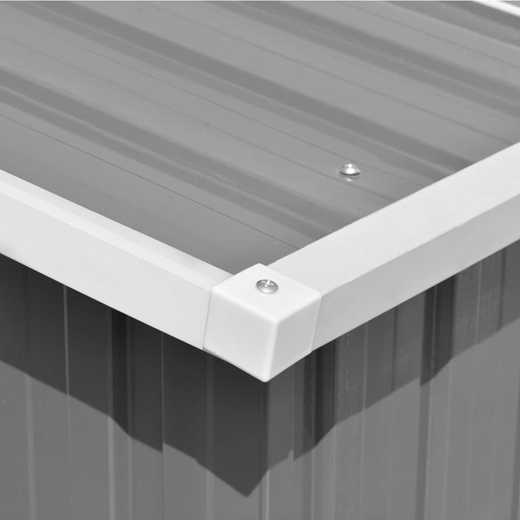 Abri de jardin métal gris - 257x489x181 cm, robuste, 105.6KG