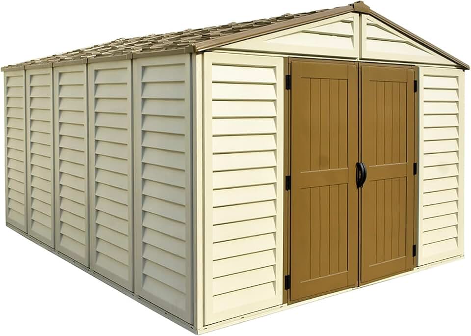 karaca-alisveris - Woodbridge Plus - 10,5'x13' - abri jardin résine, beige/brun, 399,8x318,7x222 cm