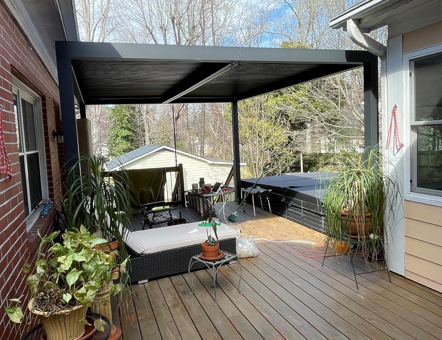 karaca-alisveris - pergola bioclimatique - 4,24x3,3m - alu, persienne fixes, gris