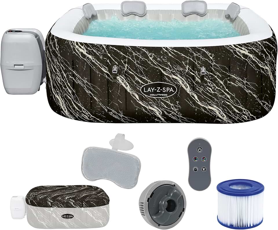 karaca-alisveris - Hollywood Luxe - 180x180x66cm - spa LED 4-6 personnes, noir