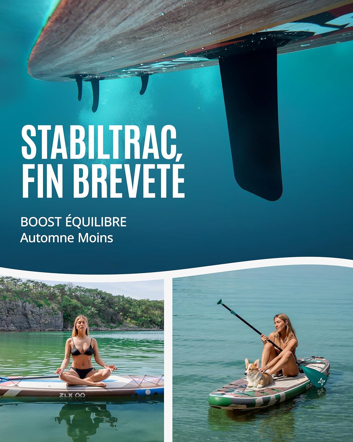 ZLX - Paddle Gonflable 2 places - 320x84cm - Sup avec siège kayak, accessoires, pour tous niveaux