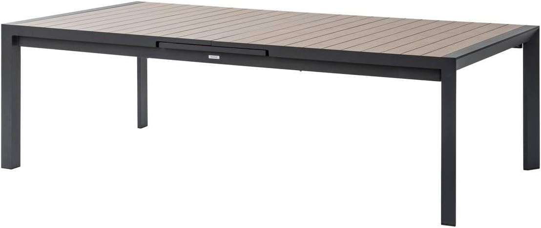 karaca-alisveris - Evasion - grande table extensible 14 places - aluminium effet bois, rallonge, extérieur