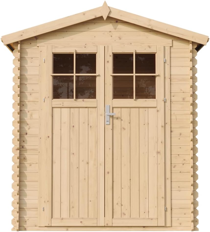 Abri de Jardin en Bois avec Sol TRAITÉ - Stockage extérieur I196xL136xH218 cm/ 1.98 m2 Petit abri à Outils, Local à vélos - karaca-alisveris M367F+M367G
