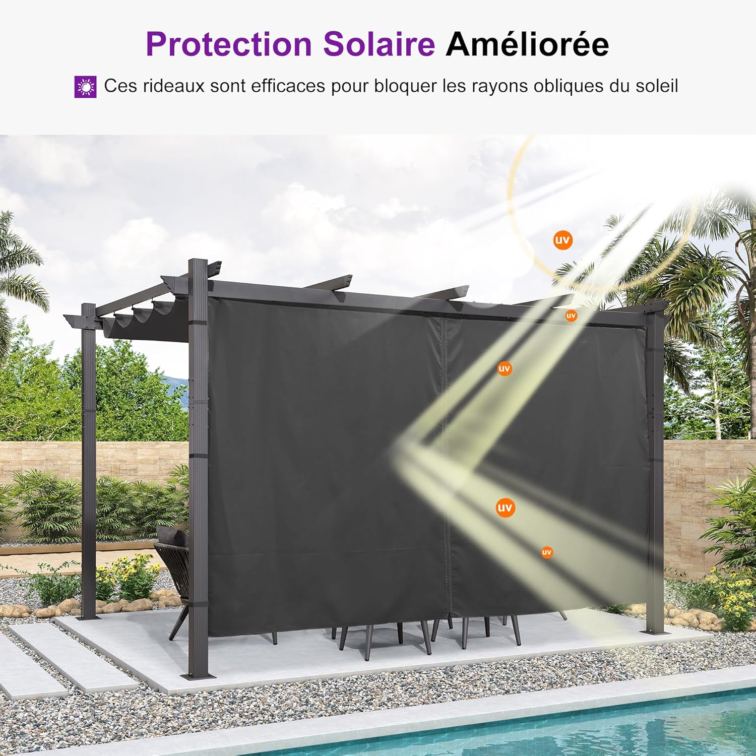 karaca-alisveris - pergola aluminium série 4x3m rideau toit coulissant gris