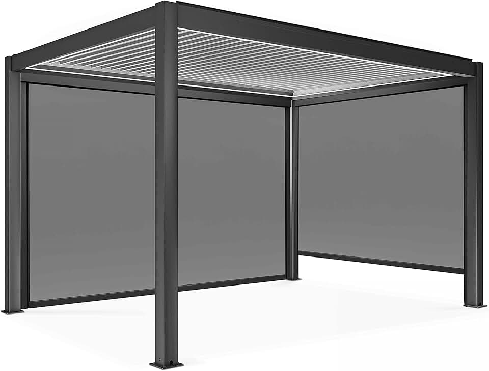karaca-alisveris - Pergola bioclimatique motorisée autoportée 3x4m, LED, stores