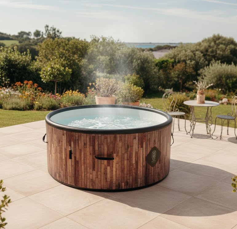 karaca-alisveris Bali Spa Gonflable - 150 cm de diamètre - 800 litres - Moteur 2240 W - 2 à 4 Personnes - Massage 140 Jets