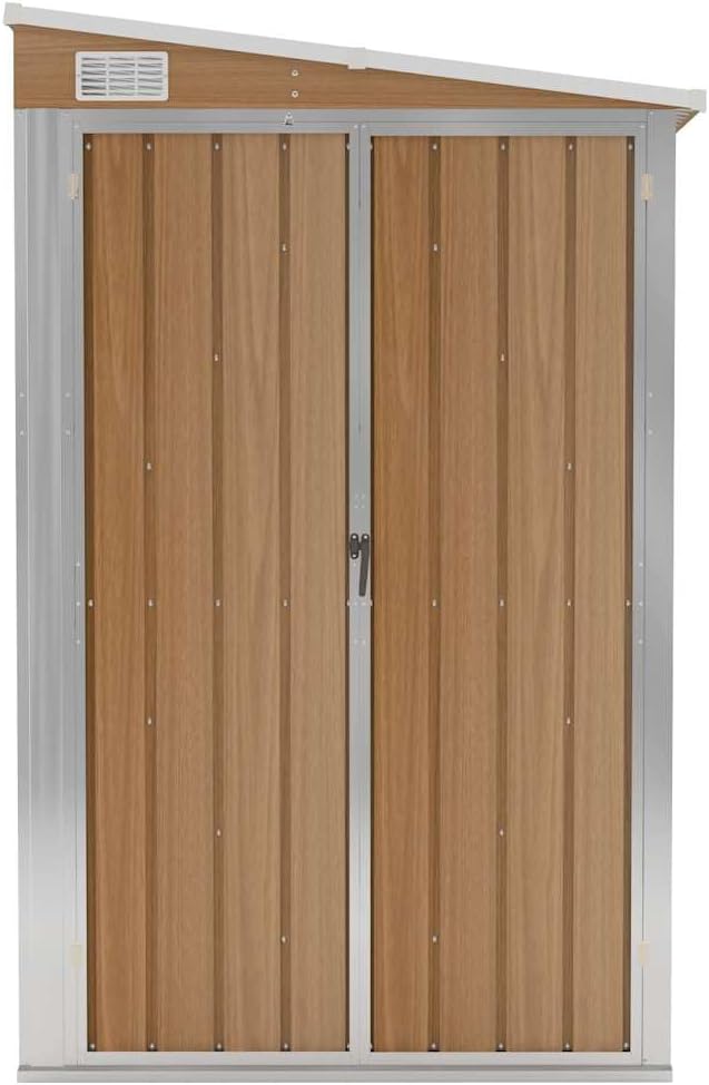 karaca-alisveris Abri de Jardin Mural Marron 118x194x178 cm Acier galvanisé, Maison & Jardin, Pelouses & Jardins, Vie en extérieur, Structures extérieures, Cabanes & abris de Jardin, Brun, (Poids 31.54KG)