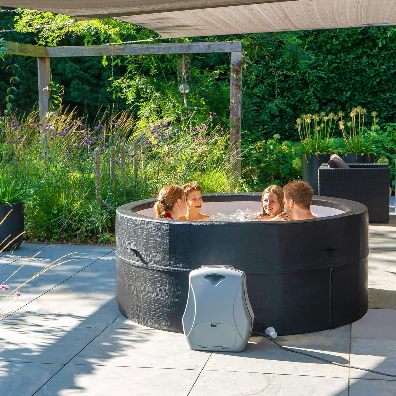 karaca-alisveris - Leather Premium Spa extérieur 184x73cm - 4 places, chauffage, 120 jets air