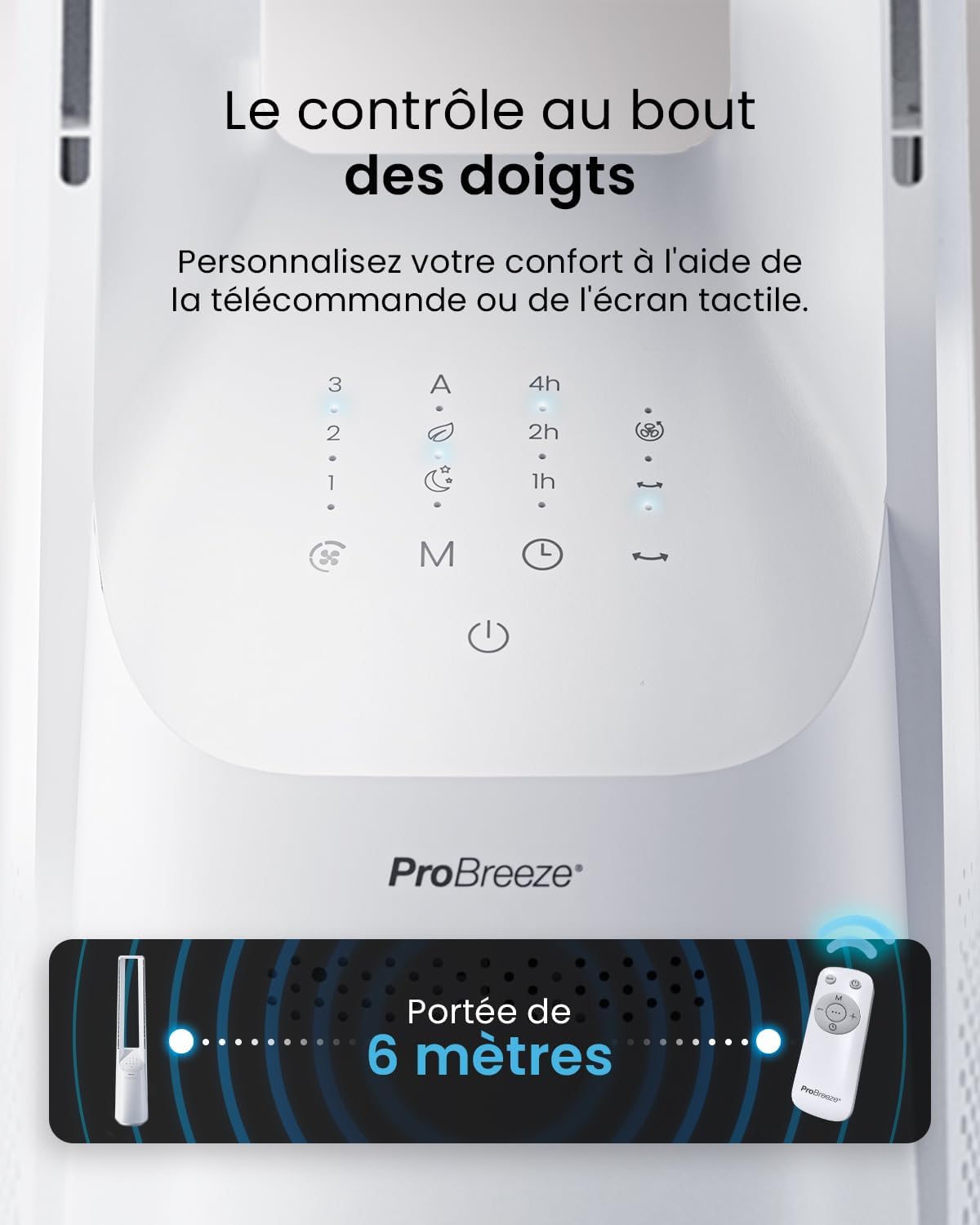 karaca-alisveris - Ventilateur colonne, 101 cm - 6 vitesses, oscillation 60°, silencieux