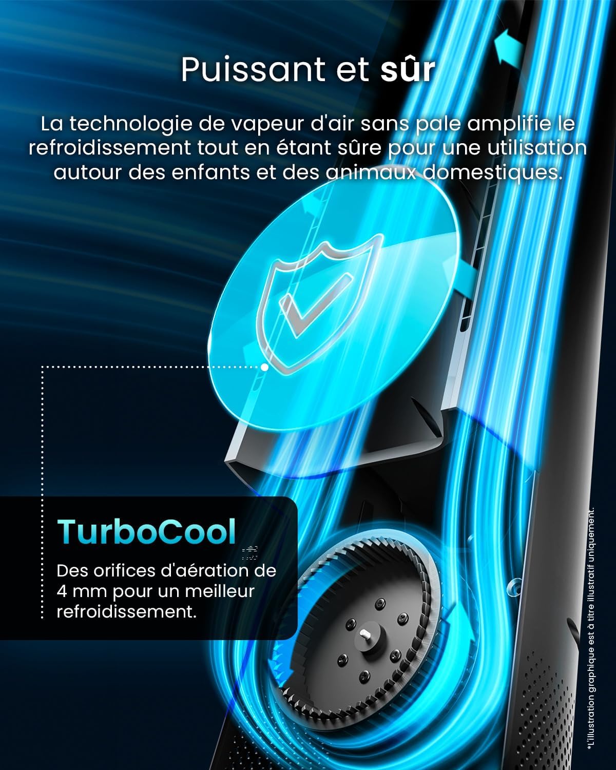 karaca-alisveris Ventilateur Colonne Sans Pale - Ventilateur Tour Silencieux, Hauteur 101 cm avec 6 Vitesses, Oscillation 60°, Ventilateur Sans Lame Rafraichisseur d'Air Bladeless Noir
