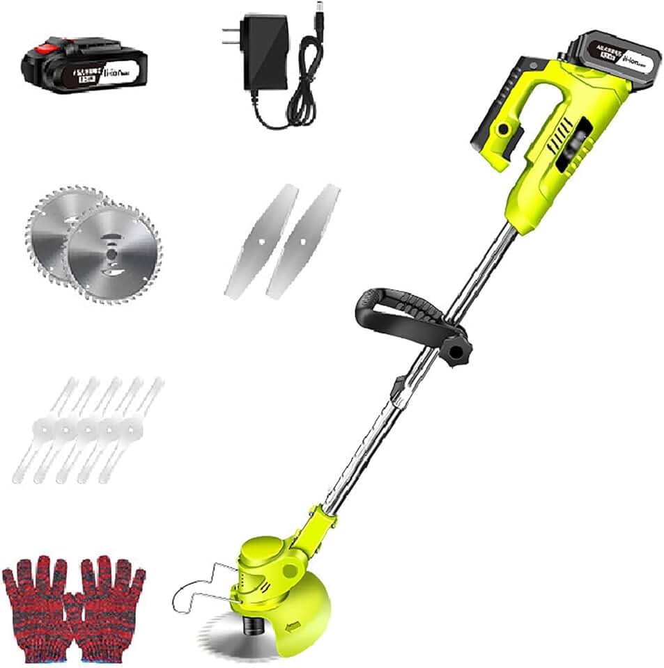 Tondeuse à Gazon électrique, Tondeuse à Gazon autoportée sans Fil 36 V, Longueur rétractable avec tête de Machine, désherbeur Rotatif pour la Taille des arbustes et de la pelouse du Jardin