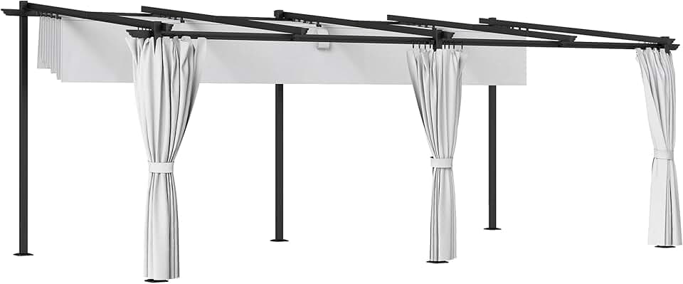 karaca-alisveris - pergola rétractable - 3x6m - rideaux latéraux, UPF30+