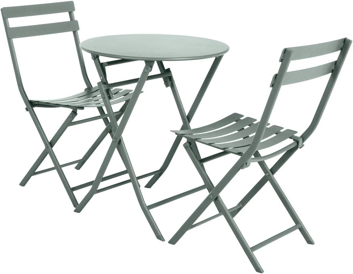 karaca-alisveris - Greensboro - Ø60 cm - Table de jardin pliante acier vert 2 places